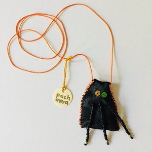 Catoween, handmade double-sided fabric necklace